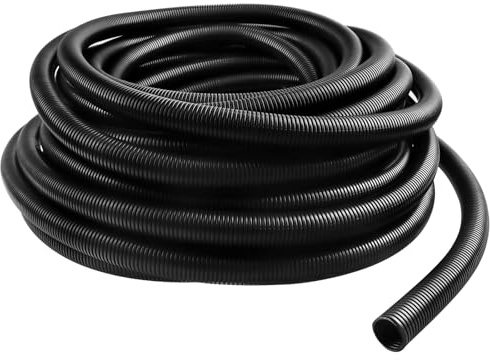 20m ID 20mm x OD 25mm Corrugated Tube, Black Flexible Corrugated Conduit Tube Cable Wire for Trunking, Car Tubing