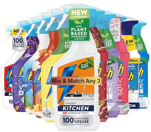 Flash Multi Purpose Bleach Cleaning Spray Wipe Done Kitchen & Bathroom Hard Surfaces Cleaner Spray 800ml Mix & Match Any 3 | Multi Surface Cleaner Removes Grease & Stains