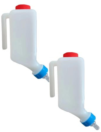 2PCS Lamb Feeding Bottle, Goat Bottles for Feeding Baby Goats, Baby Goat Milk Feeder, Hanging Feeding Bottle for Small Animals, Goat Feeder Nursing Bottle with Handle, Lamb Drink Feeder (2, 500ML)