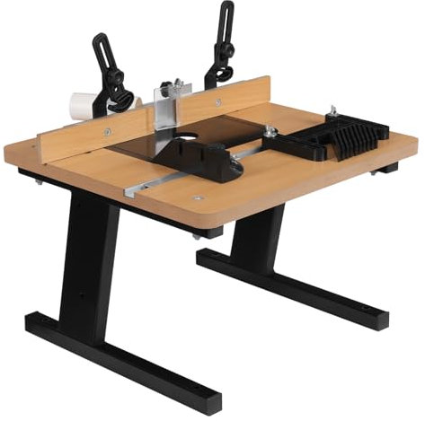 Woodworking Trimmer's Bench Black Rectangle Modern Router Tabletop With 200kg Load Capacity 40mmDust Collection Pipe and Guide Rail for Wood Trimming, Furniture Processing, 43 * 40cm