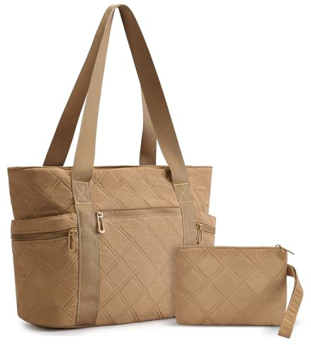 TORISKY Sac Matelassé Tout Femme Léger, Avec Compartiments Zippés, Grand Sac à Bandoulière, Idéal pour les Voyages et le Travail(DSB002-Brown)