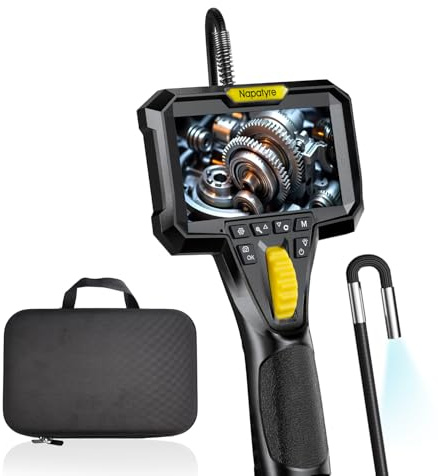 Napatyre Caméra Endoscopique, 1080P HD Endoscope avec 6 LED Réglables, Caméra d'Inspection Industrielle 4,3 IP67 étanche,Camera Canalisation, Câble Semi-Rigide de 1M