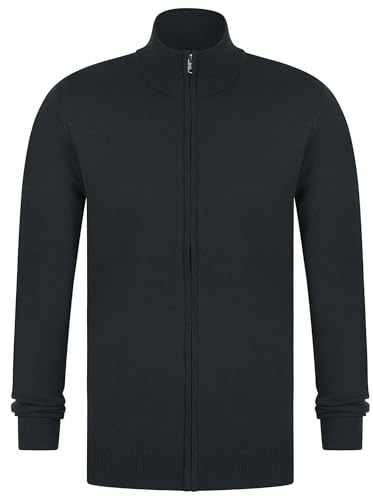 Kensington Eastside Men's Zip Through Funnel Neck Plain Knitted Lightweight Cardigan