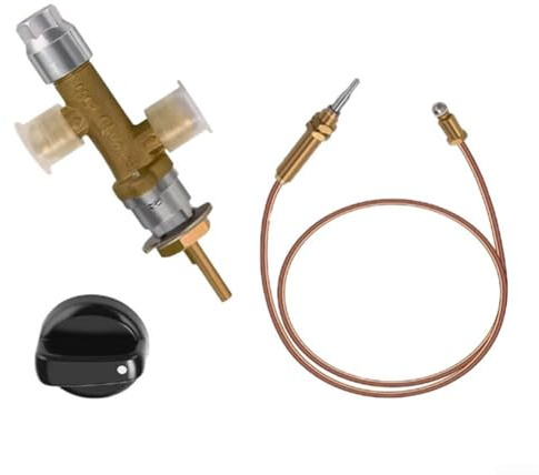 Gas-Kamin-Sicherheitsregelventil-Set mit 61 cm Thermoelement, Niederdruck-Propan-Steuersystem für Feuer-Heizung, Innen- und Außenbereich