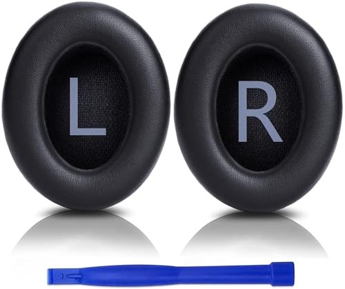 Ersatz-Ohrpolster für Bose 700 (NC700 NC 700) Noise Cancelling Kopfhörer, Proteinleder Schwamm Weiches Atmungsaktiv Ersatzpolster Kopfhörer-Hülle mit Schnalle (Schwarz,1Paar)
