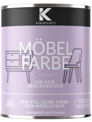 KENZOPAINTS Möbelfarbe 750ml. Seidenmatt Möbellack Buntlack Innen und Außen Holzfarbe Trendfarben DIY (1, Lavendelduft von Provence, 750ml.)