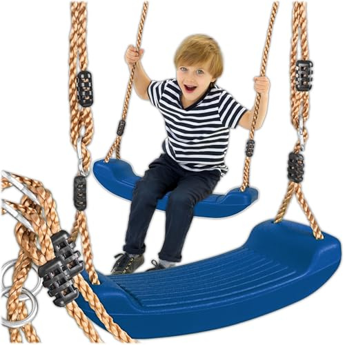 KRUMAD Kinderschaukel Outdoor & Indoor, Ergonomische Schaukel Kinder, Höhenverstellbaren Seilen 115–190 cm, Belastbar bis 35 kg, Wetterfest Gartenschaukel Kinder (Dunkelblau)