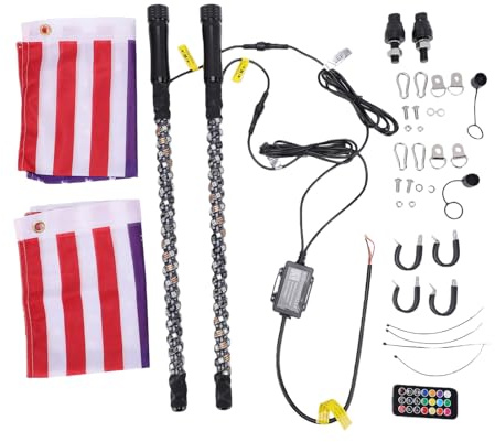 Akozon Le Fouet LED RVB Allume L'antenne Musicale de 0,6 M pour Camion Tout-Terrain UTV ATV