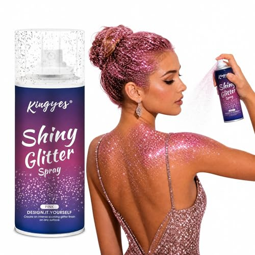 Paillettes Spray Corps et Cheveux - Couleur éclatante, Spray Pailleté Longue Tenue pour Maquillage, Visage et Vêtements - Idéal pour Soirée, Festival et Spectacle - 120ml (Rose)