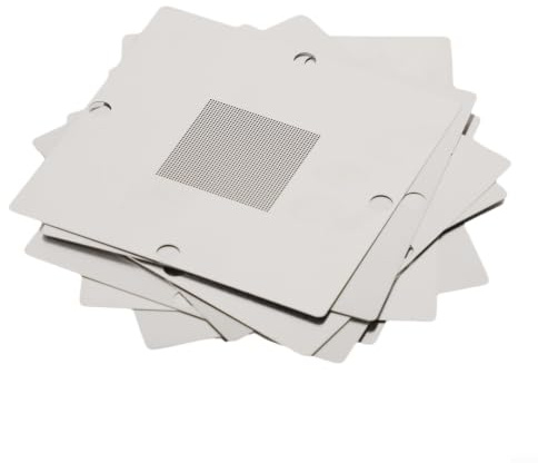90 mm für Bga Reballing Station Befestigungsvorrichtungs-Set mit 10 Schablonen für Leiterplatten-Löt-Reparaturwerkzeug, silberfarbene Metallhalterung, kompatibel mit verschiedenen Chips (nur 10