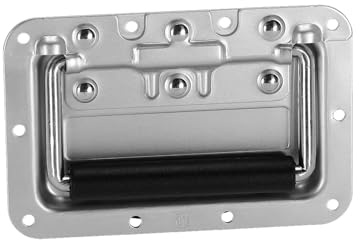 Adam Hall Hardware 34082 A - Klappgriff mittel gefedert in Einbauschale Aluminium 8 mm tief