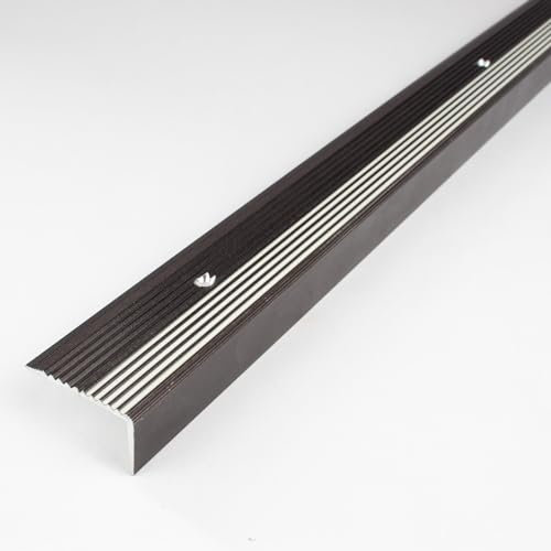 Treppenkantenprofil (20 mm x 40 mm)Aluminium, spezialemail, nachl. n Rillen, gebohrt, schwarz