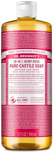 Dr Bronner Rose Castile Liquid Soap 1000ml (Pack of 3)