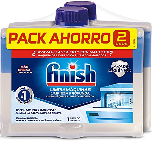 Finish Limpiamáquinas - Líquido para Lavavajillas contra el mal olor, la cal y la grasa - 2 x 250ml