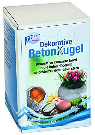 CREARTEC Dekorative Betonkugel Set - kreatives Bastelset inkl. 600 g CreaStone Beton, Luftballon, Gipsbinden, Terracottadicht, Pinsel & Anleitung – Gartendeko selber Machen - Made in Germany