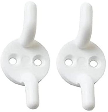 Merriway BH03382 (4 Pcs) Safety Cleat Hooks for Curtain Roman Blind Cords, 50mm (2 inch), White Plastic - Pack of 4 Pieces