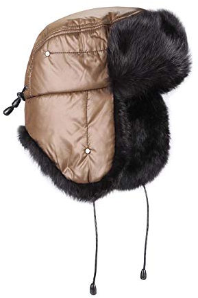 OBC Only-Beautiful-Couture Herren Kaninchen MÜTZE Pelzmütze Fellmütze Fliegermütze Wintermütze Aviator Bombermütze Polarmütze Uschanka Echt Fell
