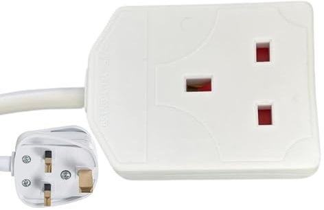 ShaniTech 1 Way Gang, 3M Metre Mains Extension Lead Cable, 13A Amps, Power Cord, White
