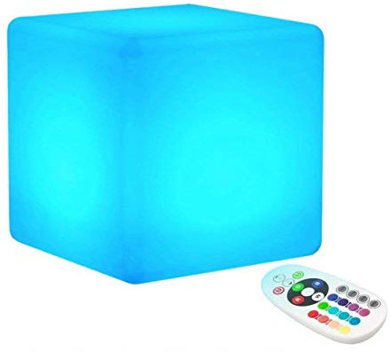 KEEDA LED RGB Beleuchtung, Außenleuchte, Aufladbare LED Licht, Stimmungslicht,Nachtlicht mit Fernbedienung, 16 Farbwechsel- (Würfel,15x15 x15cm)