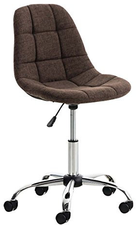CLP Bürostuhl Emil I Höhenverstellbarer Drehstuhl Mit Stoffbezug Und Metallgestell In Chromoptik I Schreibtischstuhl Mit Gestepptem Sitz, Farbe:braun