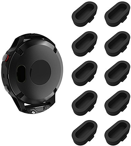 LDFAS Fenix 5/5S/5X Plus/6 6S 6X Charger Port Protector, Silicone Dust Plug Anti-dust Plugs Compatible for Garmin Vivoactive 3/4s/4/Forerunner 935/45/45S/245/945 Smartwatch(10 Pack), Black