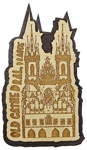Printtoo Kuehlschrankmagnet Hoelzernes graviertes Andenken Altes Kathedrale Prag-Geschenk