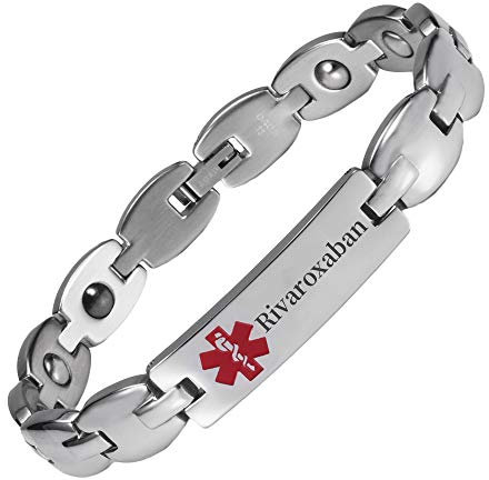 YINOX medizinischer Alarm Armband für Männer Frauen aus Edelstahl (Rivaroxaban)