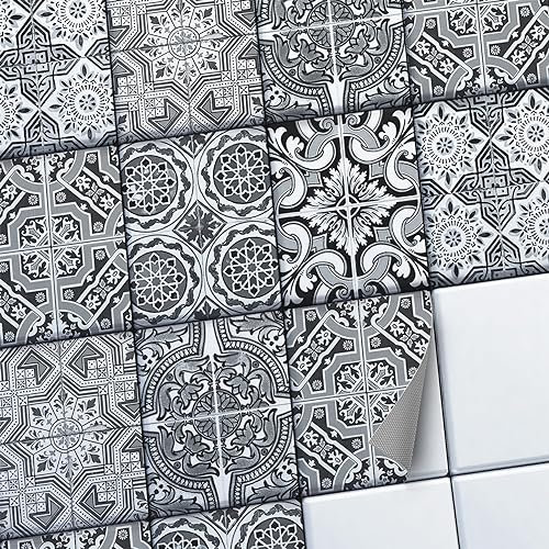 CREATISTO Fliesenaufkleber Fliesenfolie Mosaikfliesen - Hochwertige Aufkleber Sticker für Fliesen I Klebefliesen Deko Folien für Fliesen in Küche u. Bad/Badezimmer (20x25 cm I 12 -Teilig)