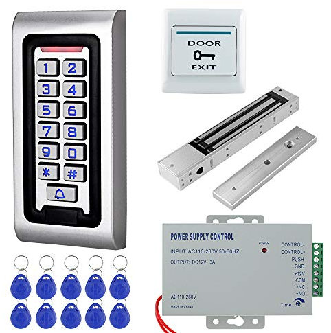 NN99 IP68 Waterproof RFID Access Control Keypad Outdoor + 280KG/600lbs Electric Magnetic Lock + Power Supply 10 Keys Gate Door Locks System