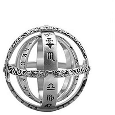 Jacklin- F Unisex 925 Sterling Silber Ring Astronomische Kugel Kugel Ring Schmuck Kreative Erweiterbar 3D Kosmische Fingerring Paar Liebhaber Schmuck Geschenke