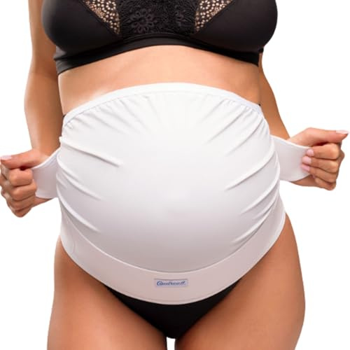 Carriwell Schwangerschaftsgürtel Deluxe – Verstellbarer Bauchgurt & Stützgurt, Atmungsaktives Bauchband Schwangerschaft, Linderung von Rückenschmerzen, Weiß L/XL