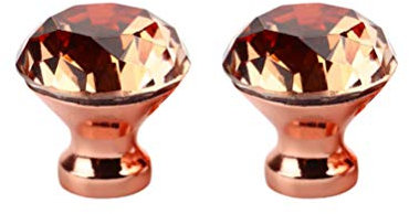 DOITOOL 2 STÜCKE Diamant Form Kristall Schränke Knöpfe für Schubladengriff Kabinett Hardware Schublade Vintage Kommoden Knöpfe mit Schrauben für Schrank Möbel Küche (Roségold)