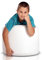 Ecopuf Point | Pouf Sitzhocker 55x40 aus Kunstleder | Pouf Hocker Runder Sitzpouf | Indoor und Outdoor als Fußhocker Yoga-Sitzkissen, Meditationskissen geeignet | Mit Polystyrol Füllung (EPS Perlen)