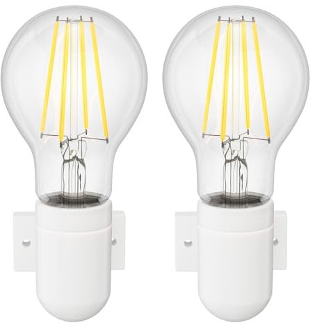 ledscom.de 2 pièces E27 porcelaine douille murale FEL, blanc, incl. lampe E27 (blanc chaud, 6,96W, 963lm) gradation sans variateur avec interrupteur d'éclairage