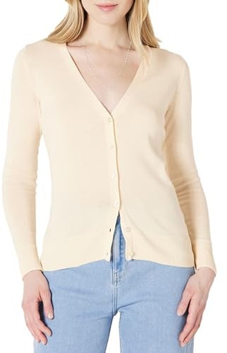 Amazon Essentials Pull Cardigan Léger Femme, Pêche Pâle, XS