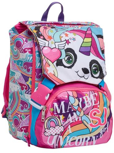 SJ GANG STYLE JAM GANG Zaino Scuola Estensibile, Rosa Fucsia, Cuccioli da SJ, Zaino Doppio Scomparto con Pattine Sfogliabili, Scuola Elementare, Bambina