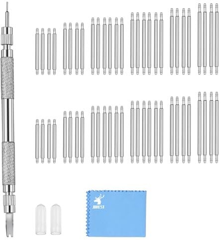 JOREST Utensili per Barre a Molla Orologi, per Sostituzione del Cinturino Orologio, Kit Riparazione Orologi, 56 Pezzi (16-26mm) Barrette a Molla