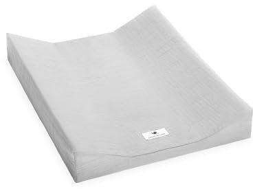 Wickeauflagenüberzug für 2-Keil-Mulde aus Musselin, Grau, Made in Germany, OEKO-TEX Standard 100, Größe: 50/65 cm
