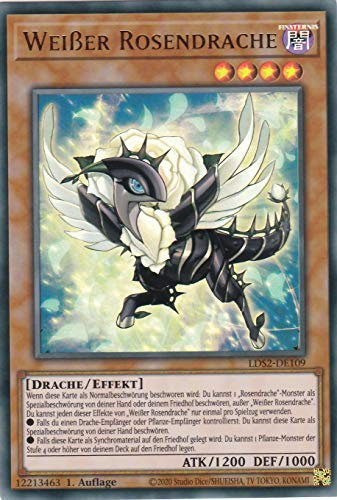 TCG LDS2-DE109 - Weißer Rosendrache Ultra Rare DE im Set mit Ultrapro Toploader Yugioh