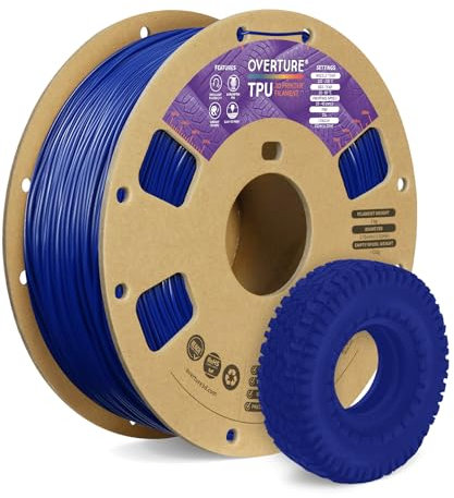 OVERTURE TPU Filament 1.75 mm, Flexible TPU Rolle Weiches 3D-Drucker Filament, 95A 1kg Spule (2.2 lbs), Maßgenauigkeit +/- 0,02 mm (Blau)