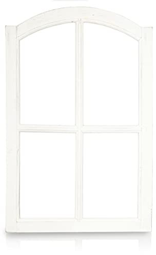Blümelhuber Finestra decorativa vintage in stile country – Finestra decorativa vintage con mezzo arco in legno senza dischi – Decorazione da parete in legno – Finestra in legno
