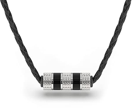 SERASAR Lederkette Männer Leder-Halskette mit Anhänger - 60cm Silber Wikinger Silber-Kette Schmuck-Schachtel Echtleder Geschenk für Wikinger-Schmuck