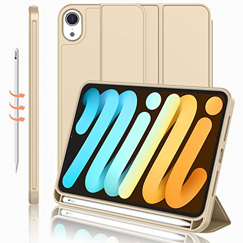 iMieet Funda para iPad Mini 7 2024 (A17 Pro), funda para iPad Mini 6 (8.3 pulgadas, modelo 2021), funda para iPad Mini de 7ª/6ª generación con soporte para lápices, funda inteligente con soporte