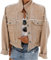 PUWEI Elegante Jeansjacke mit Nieten, für Damen, Western-Look, gewaschener Crop-Jeansmantel, khaki, Small