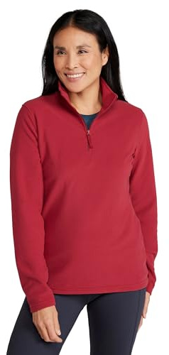 Mountain Warehouse Camber Half Zip Women's Fleece - Lightweight, Warm & Cosy Half Zip Sweatshirt Top - Best for Camping, Outdoors, Travelling & Hiking Red (Plain) XS