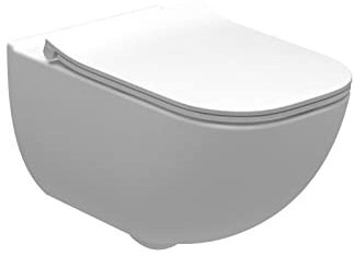 VBChome Hänge-WC Weiß Spülrandloses aus Keramik mit Toilettendeckel WC-Sitz aus Duroplast Absenkautomatik Tiefspüler Toilette Wand WC Wand-WC-Set Modern Elegant