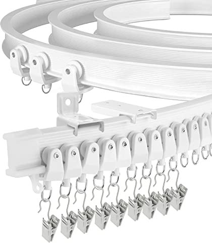 Biegbare Deckenvorhangschiene für Erkerfenster, 6 m, flexible gebogene Vorhangschiene, Deckenwandhalterung, robuster Kunststoff, Vorhangschienen, Schienensystem für Schlafzimmer, Raumteiler, Weiß