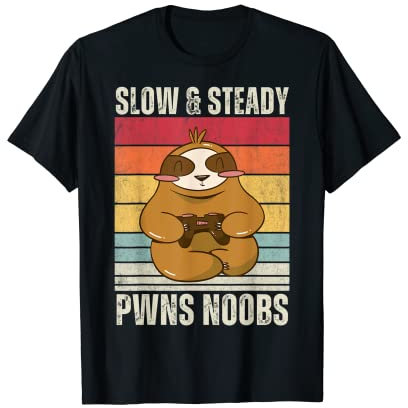 Sloth Gaming, Funny Sloth Slow & Steady, Sloth Video Game T-Shirt