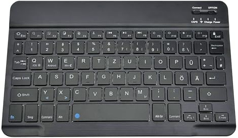 Lobwerk Bluetooth Tastatur Keyboard kabellos USB für ALLE iOS Windows Android Tablets (Schwarz)