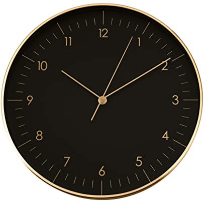 LUUK LIFESTYLE Minimalistische Wanduhr ohne Ticken, zeitlos & schlicht, Geschenkidee Umzug, Einzug, Einweihungsparty, in Schwarz und Gold